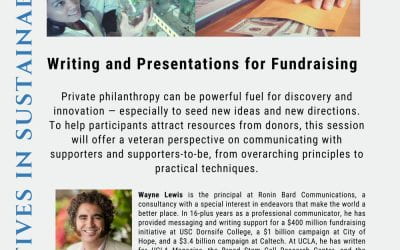 Narratives in Sustainability (NIS) – Writing and Presentations for Fundraising